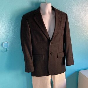 Pronto Uomo Mens Size 36 S Charcoal Herringbone Check Wool Blazer 2 Button Front